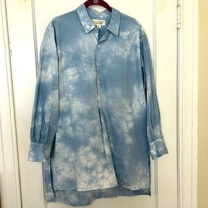 Nili Lotan tie dye popover sz L 100% cotton blue